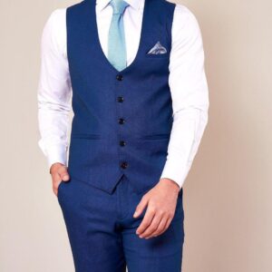 Marc Darcy Danny Royal Blue Single Breasted Waistcoat