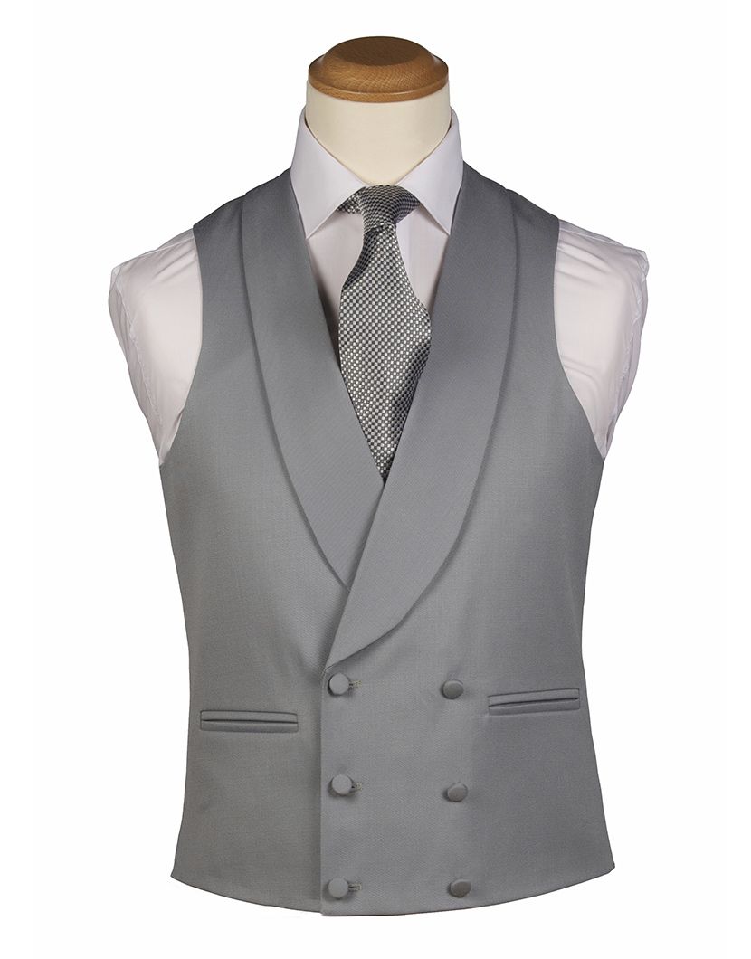 Double-breasted dove grey waistcoat