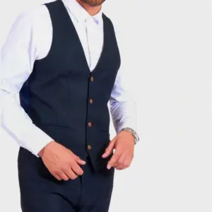 Marc Darcy Max Navy Single Breasted Waistcoat