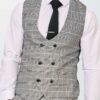 Marc Darcy Ross Grey Check Double Breasted Waistcoat