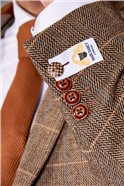 Marc Darcy Ted Tan Tweed Check Blazer - Image 3