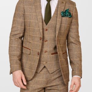 Marc Darcy Ted Tan Tweed Check Blazer