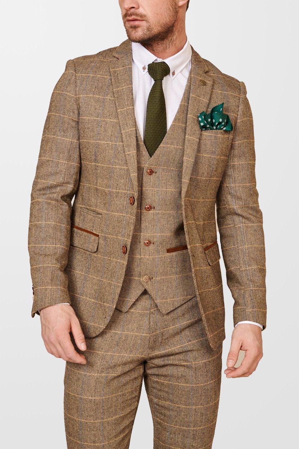 Marc Darcy Ted Tan Tweed Check Blazer