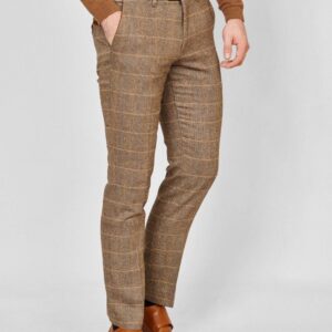 Marc Darcy Ted Tan Tweed Check Trousers