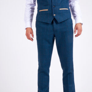 Marc Darcy Dion Blue Tweed Check Trousers