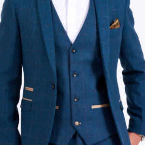 Marc Darcy Dion Blue Tweed Check Jacket